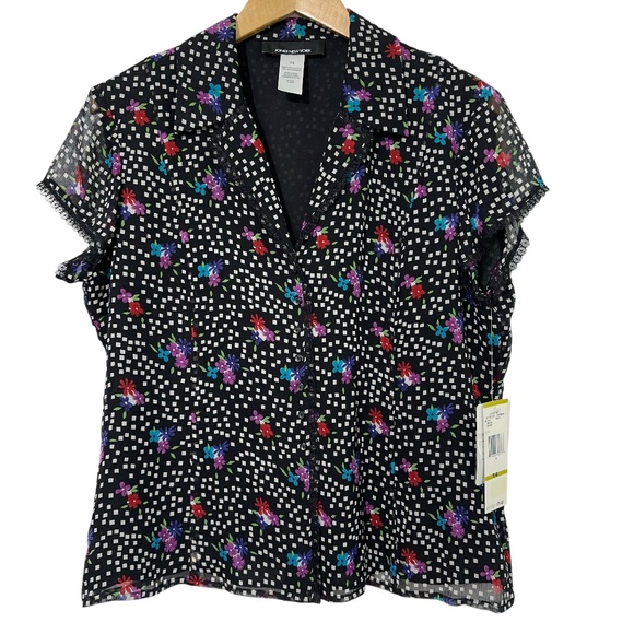 NWT Jones New York Womens Silk Shirt Size 14 Polka Dot Button Down Fall Autumn - Picture 1 of 6